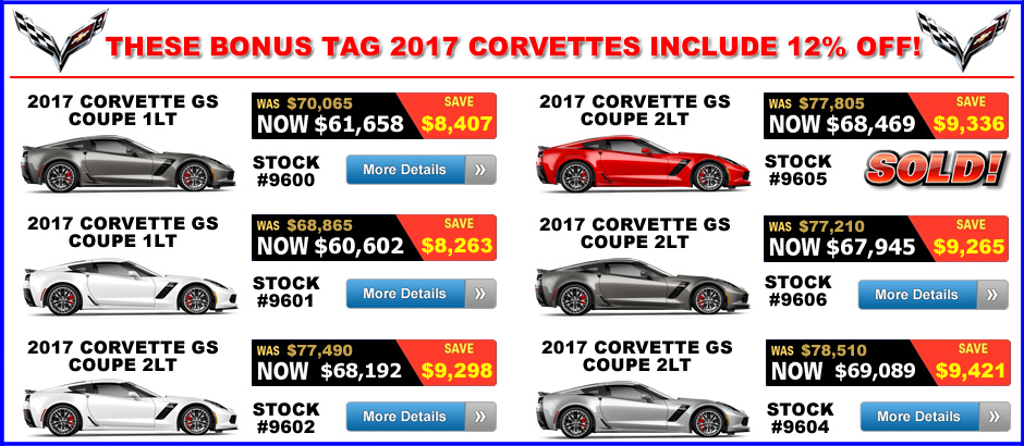 2017 Corvette Grand Sport Bonus Tag Sale