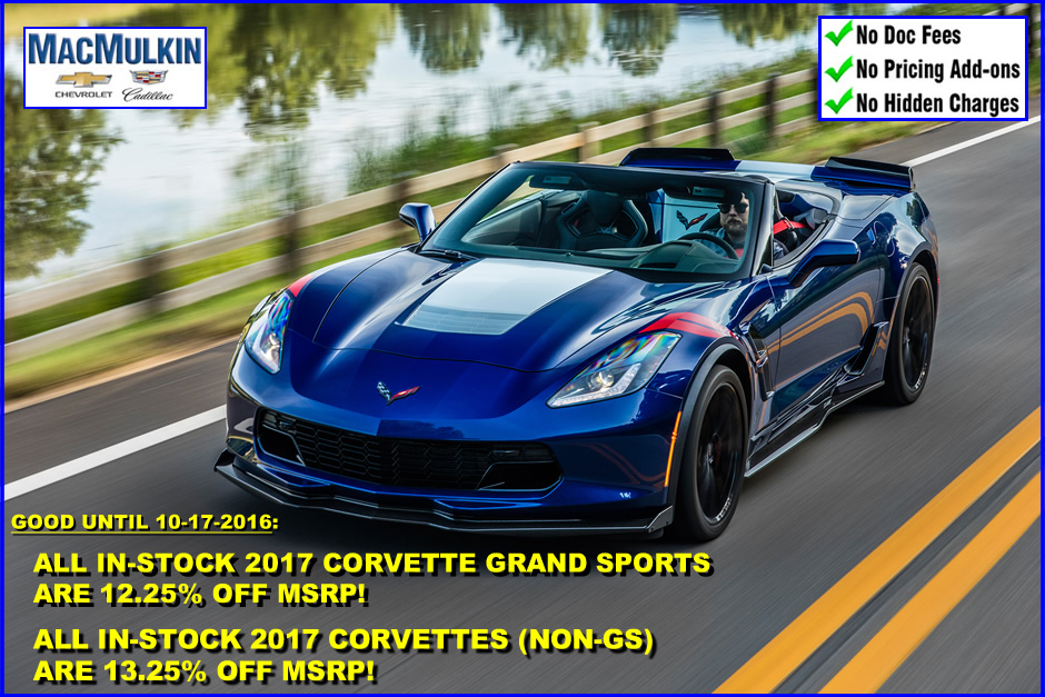 Fall Celebration Sale - 2017 Corvette Incentives!